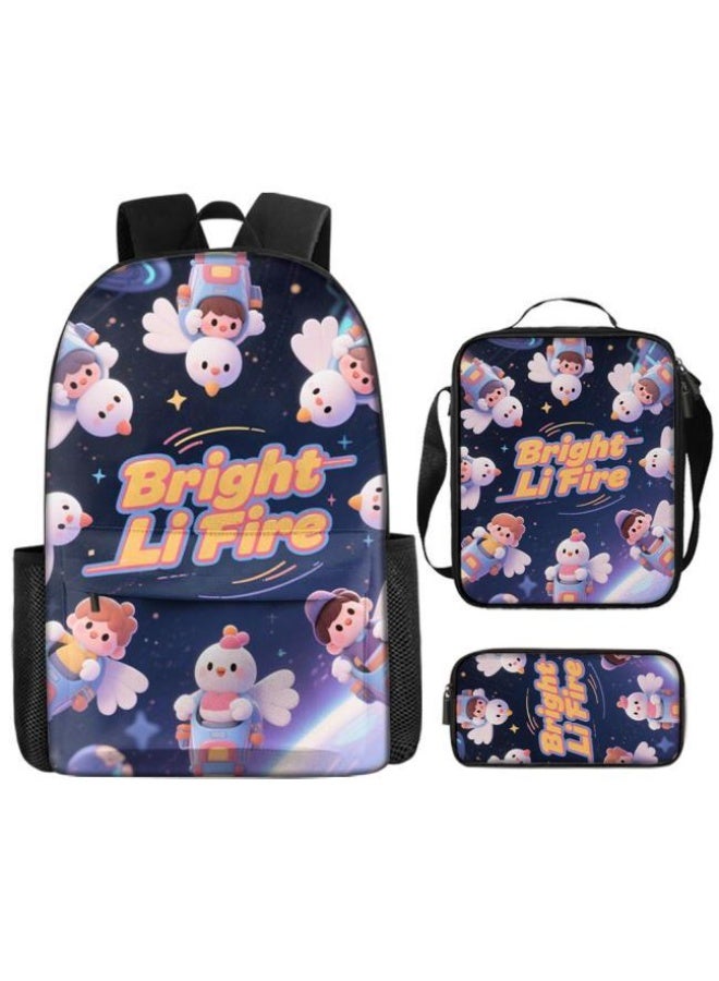 Bright Li Fire Cartoon bag three-piece set, easy to deal with various occasions (available for students, children, friends on outings, mountain climbing, schooling, etc.) | Shoulders + handbags + stationery bags | Back to school season/festival gifts - 114 - Image 2