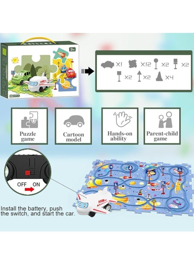 Educational Electric Car Track Puzzle for Kids - 25 Interactive Pieces for Kids' Learning with Car, Track, and Road Supplies - Image 2