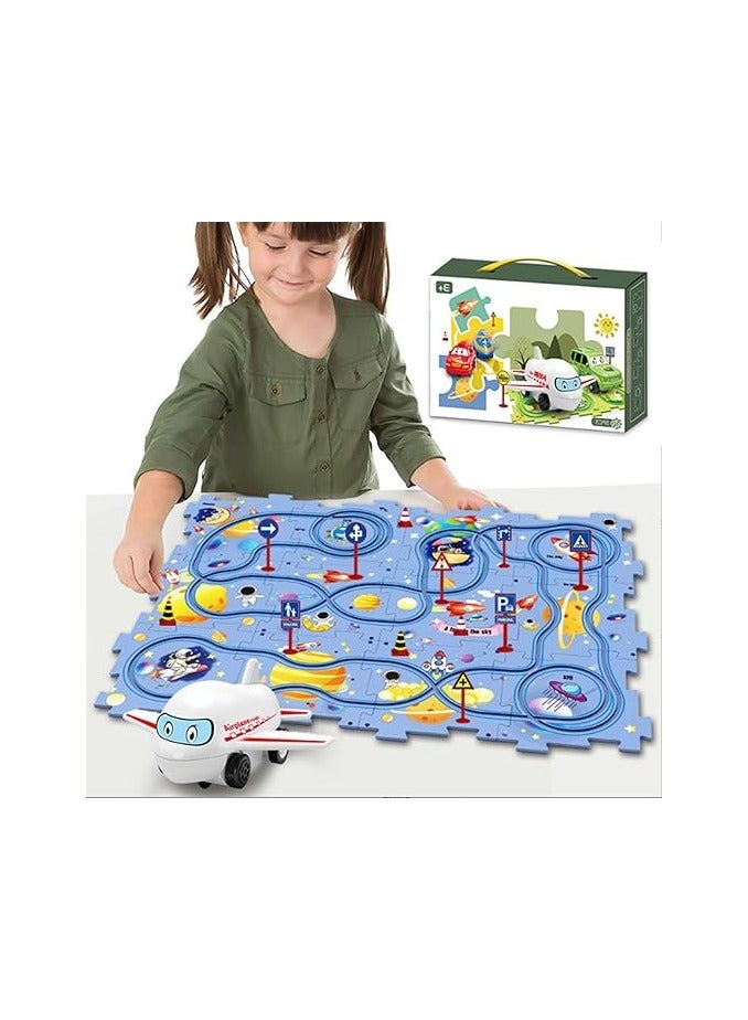 Educational Electric Car Track Puzzle for Kids - 25 Interactive Pieces for Kids' Learning with Car, Track, and Road Supplies - Image 1