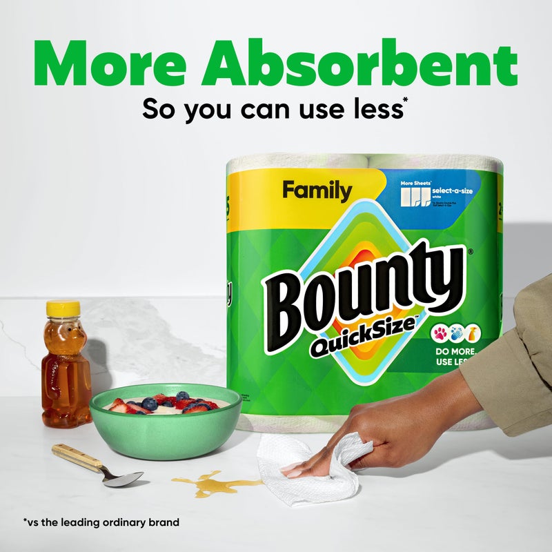 Bounty Paper Towels Quick Size, White, 16 Family Rolls = 40 Regular Rolls - Image 4