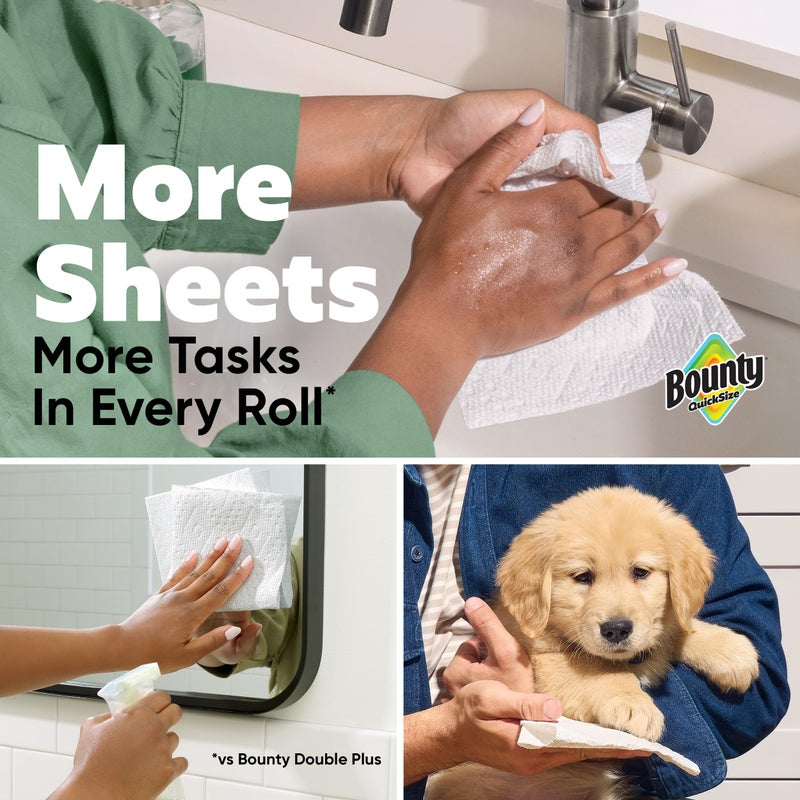 Bounty Paper Towels Quick Size, White, 16 Family Rolls = 40 Regular Rolls - Image 3