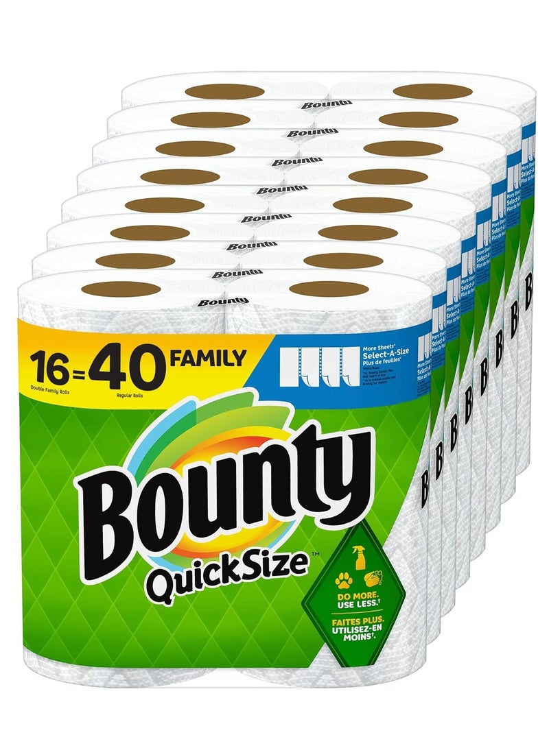 Bounty Bounty Quick-Size Paper Towels, White, 16 Family Rolls = 40 Regular Rolls  - Image 1