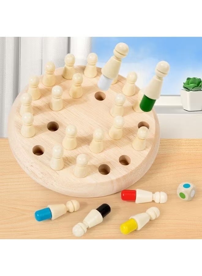 This wooden Montessori-style color matching game for children, featuring dice, is a fun and safe educational toy made from non-toxic wood with an eco-friendly finish. It helps develop cognitive skills and concentration, and is ideal for children aged 3 and up, as well as for family playtime. - Image 1