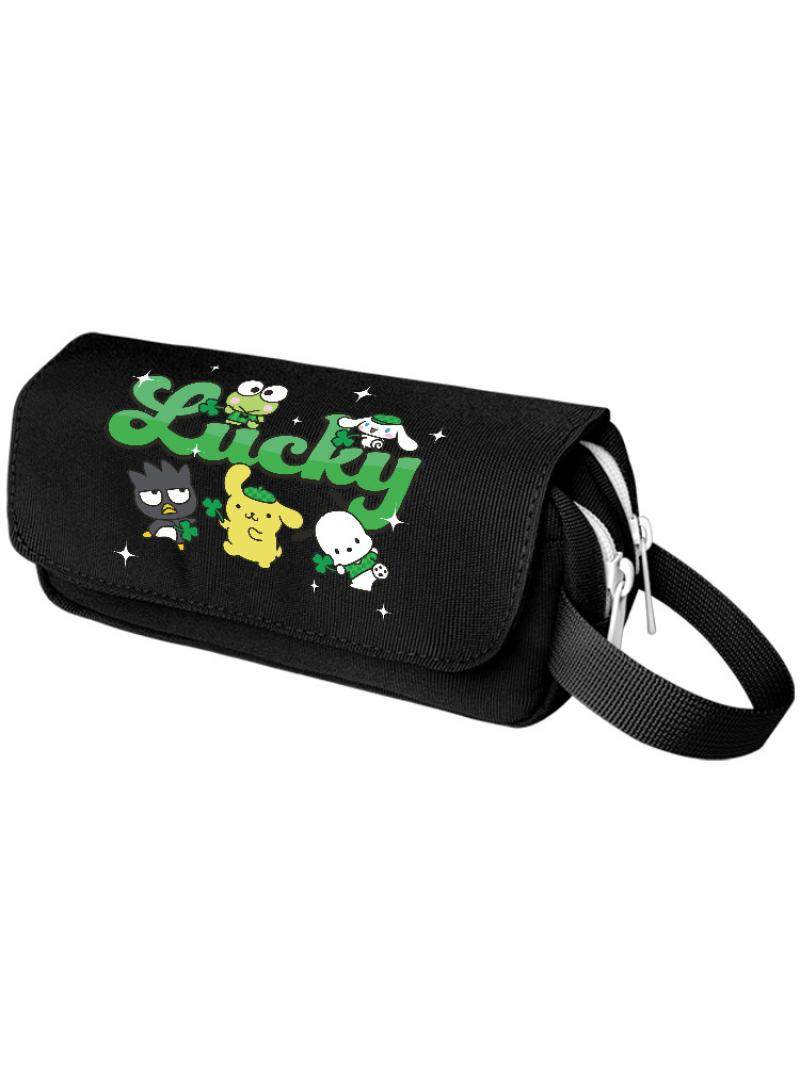 إسكدنيا Cartoon Print Large Capacity Pencil Case Double Canvas Pencil Box Black-H - Image 1