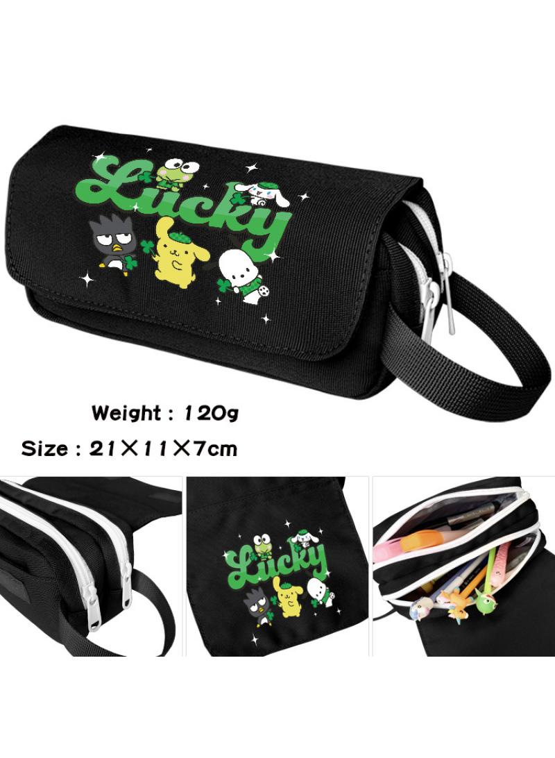 إسكدنيا Cartoon Print Large Capacity Pencil Case Double Canvas Pencil Box Black-H - Image 3