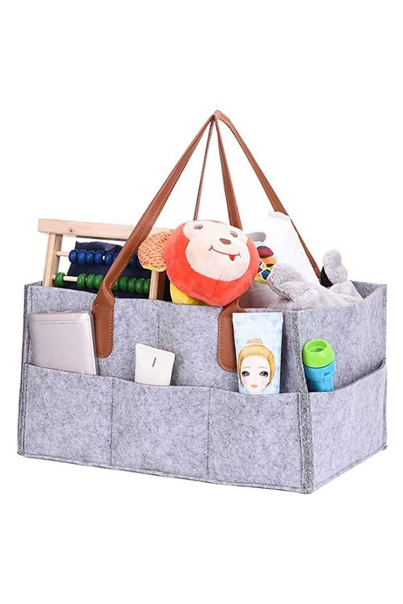 Baby Diaper Caddy Organizer Portable Holder Bag for Changing Table and Car Nursery Essentials Storage Bins Nappy Bags White Gray 33cm x 23cm x 18cm - Image 1