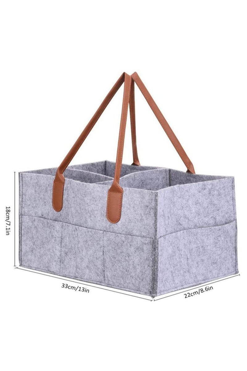 Baby Diaper Caddy Organizer Portable Holder Bag for Changing Table and Car Nursery Essentials Storage Bins Nappy Bags White Gray 33cm x 23cm x 18cm - Image 2