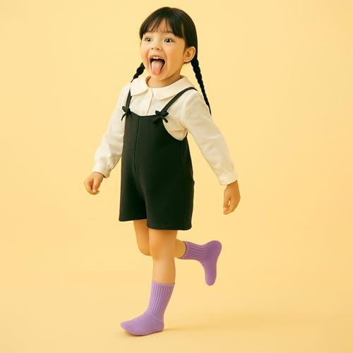 FOOTPRINTS Bamboo Terry Kids Socks | Anti-Odor, Anti-Bacterial | Full-Length | Breathable & Cushioned | White & Purple | Pack of 3 - Image 3