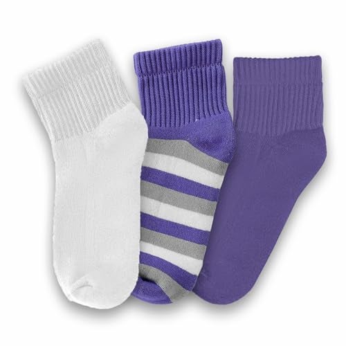 FOOTPRINTS Bamboo Terry Kids Socks | Anti-Odor, Anti-Bacterial | Full-Length | Breathable & Cushioned | White & Purple | Pack of 3 - Image 2