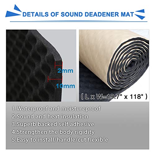 uxcell Studio Sound Acoustic Absorption Car Heatproof Foam Deadener 19.7"x118" 16sqft - Image 2