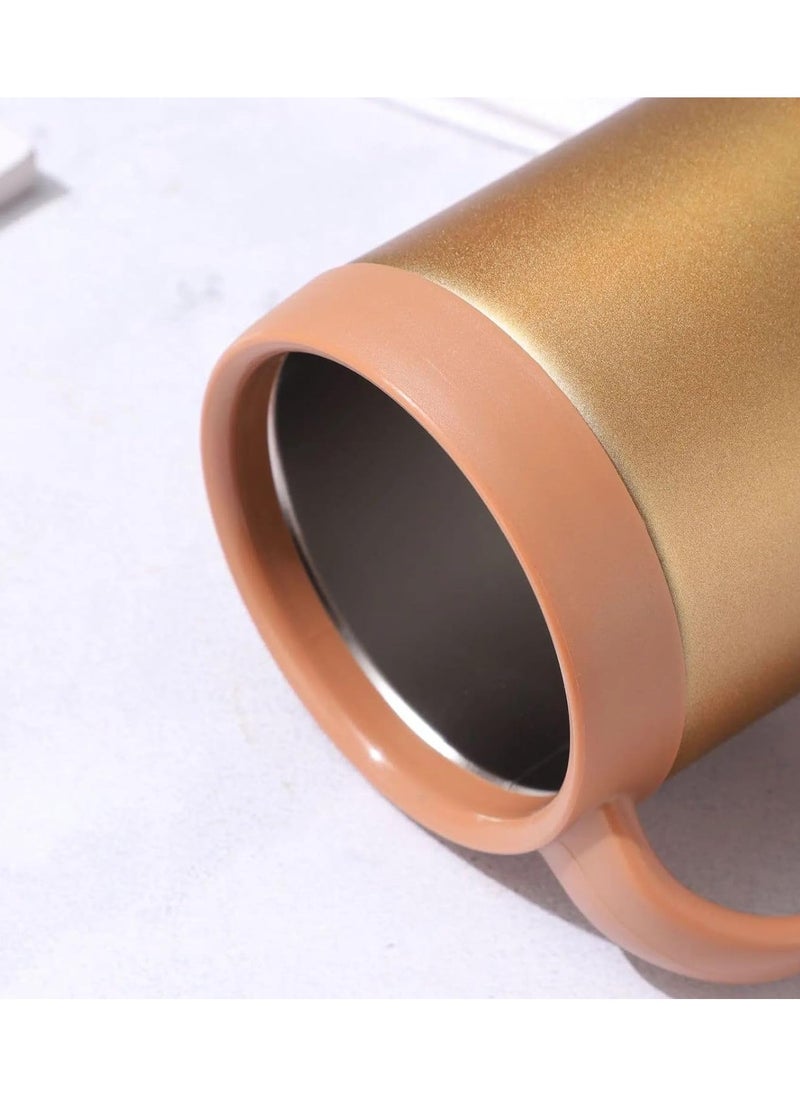 Office Coffee Cup High Efficiency Heat Preservation and Cold with Handle, Stainless Steel Cup, Stainless Steel Silicone Lid - 350ml Large Double Wall
