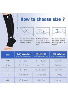 Generic Zipper Compression Socks Women & Men - 2Pairs Calf Knee High 15-20mmHg Open Toe Compression Stocking suit for Walking  - Image 4