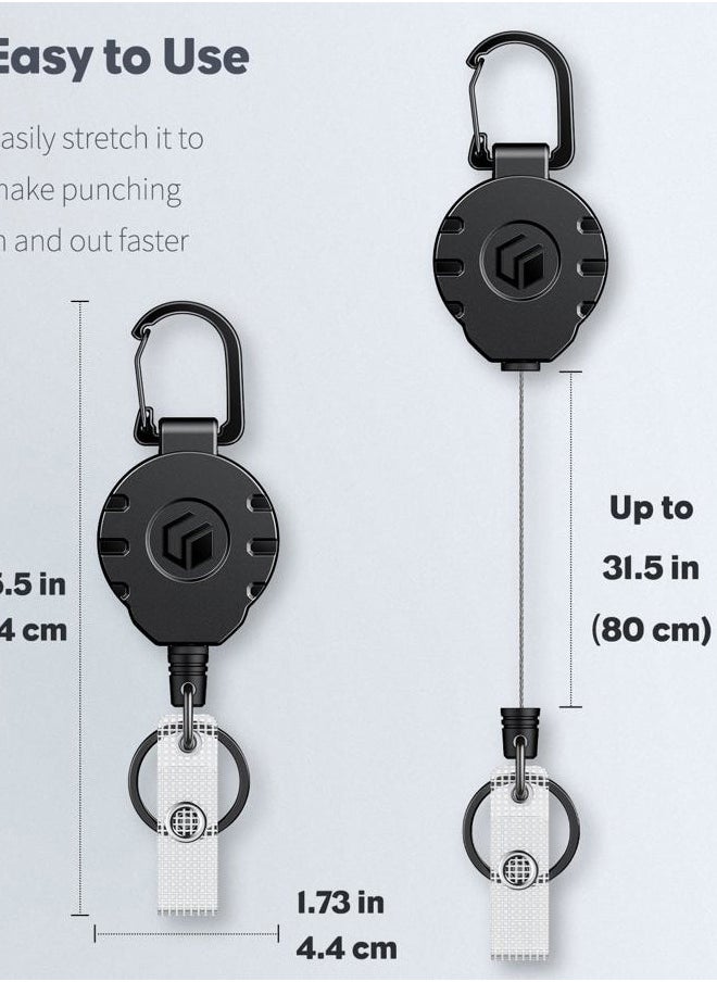 Uniclife - 5 Pack Retractable Keychain Heavy Duty Carabiner Badge Holder Tactical ID Badge Reel for up to 8 oz with Stainless Steel 31.5 Inch Steel Wire Rope Retractable Lanyard Clip and Key Ring - Image 1