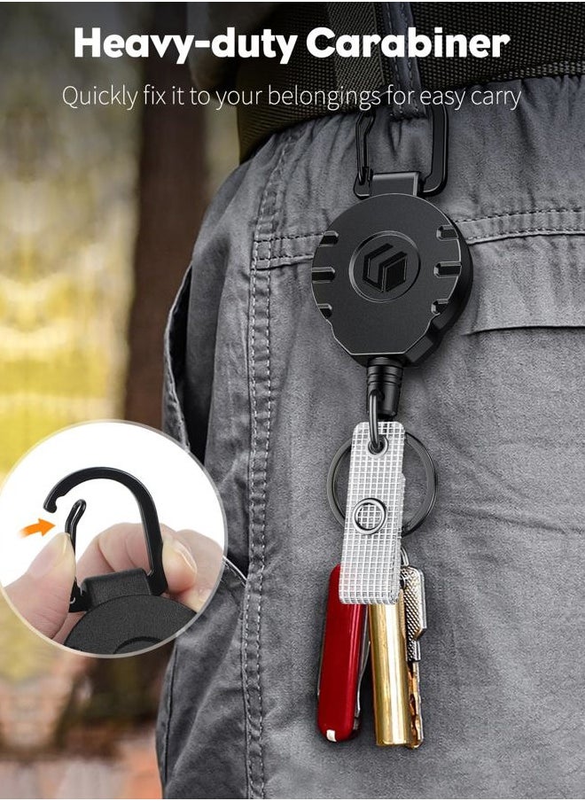 Uniclife - 5 Pack Retractable Keychain Heavy Duty Carabiner Badge Holder Tactical ID Badge Reel for up to 8 oz with Stainless Steel 31.5 Inch Steel Wire Rope Retractable Lanyard Clip and Key Ring - Image 1