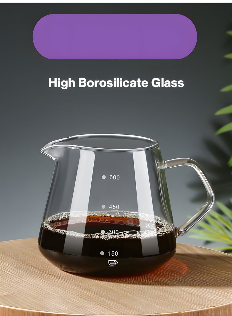 Coffee pot hand brewed coffee filter cup drip pot filter with scale cold brew cup(600ml)  - Image 1