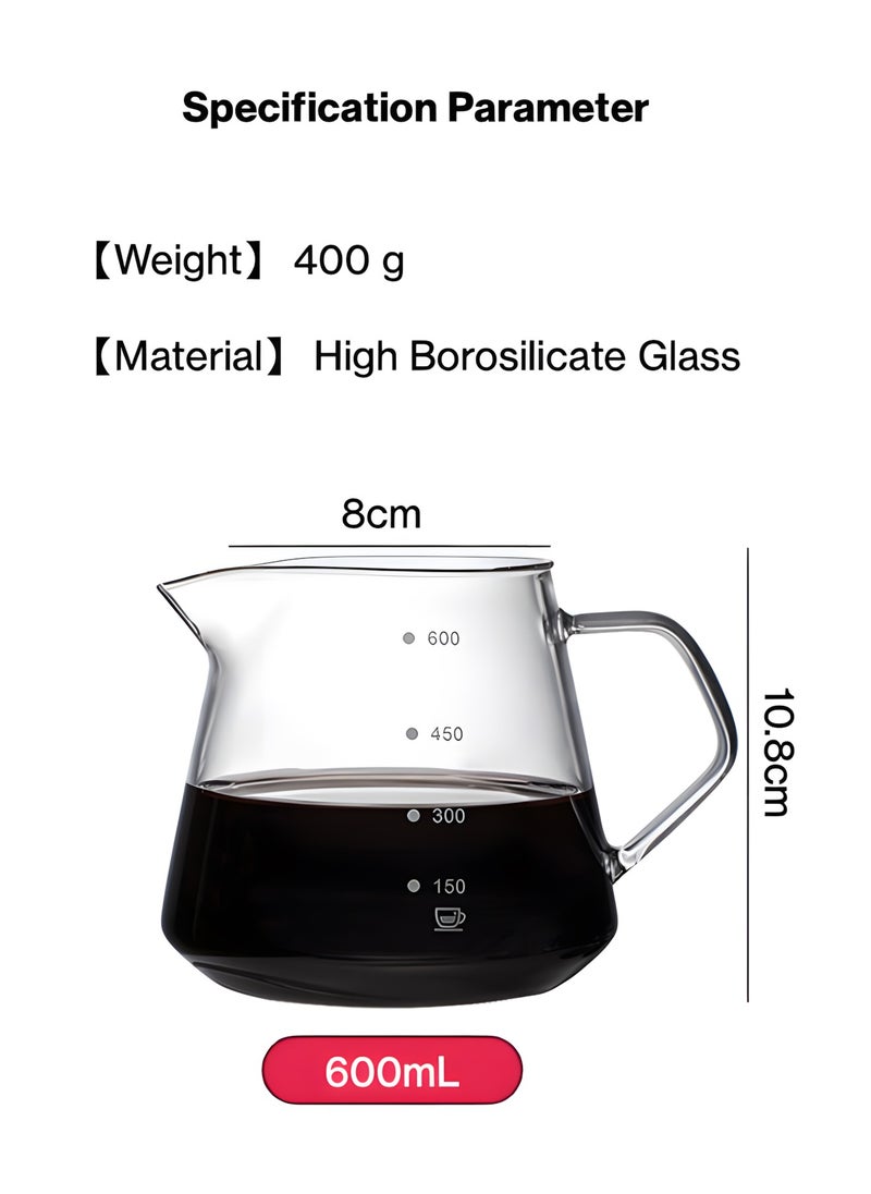 ماركة غير محددة V60 خادم القهوة الزجاجي شفاف 600 مل  - Image 5