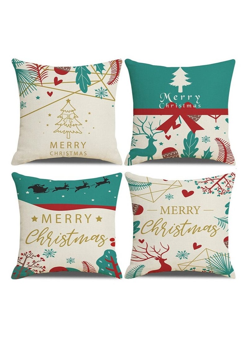 4Pcs christmas pillow case cover cushion for home decor 45*45cm