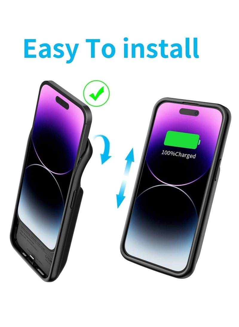 Battery Case For iPhone 14 Pro Max 7000mAh Ultra Slim Portable Charger Case Rechargeable Battery Pack Charging Case Compatible for iPhone 14 Pro Max 6.7 Inch - Black - Image 2
