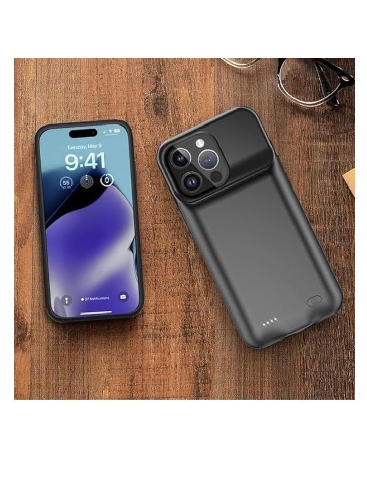 Battery Case For iPhone 14 Pro Max 7000mAh Ultra Slim Portable Charger Case Rechargeable Battery Pack Charging Case Compatible for iPhone 14 Pro Max 6.7 Inch - Black - Image 4
