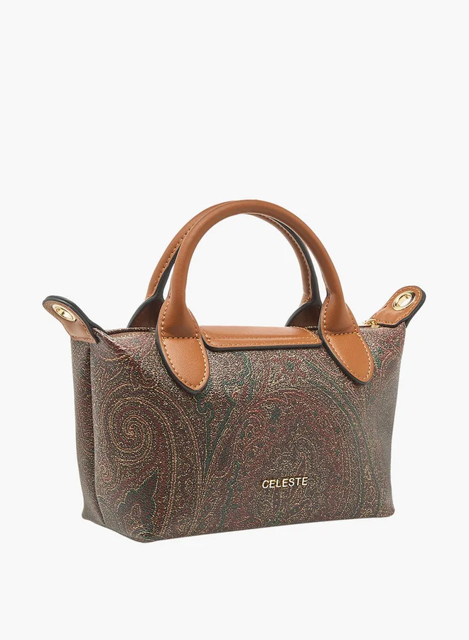Celeste Printed Tote Bag with Double Handle and Zip Closure