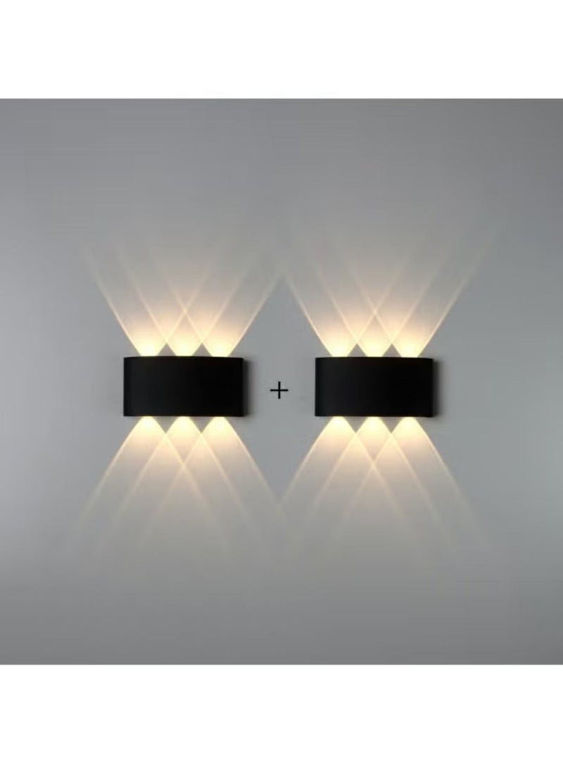 Set of 2 Up and Down Triple Wall Sconce Lights in Luxury Black Finish Decorative Modern LED Wall Lamps for Interior and Exterior Lighting Home Entryways and Garden Walls Weather Resistant Modern Design - Image 1