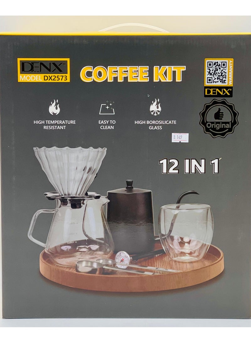 دينكس مجموعة متكاملة لتحضير القهوة المقطرة بتصميم أنيق وعصري تحتوي على 12 قطعة لتحضير افضل كوب القهوة باستخدام تقنية الفلتر - من دينكس - Image 2
