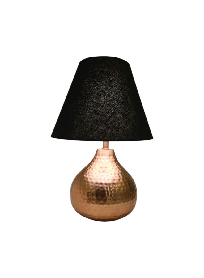 Modern Metal Table Lamp with Fabric Shade – Rose Gold Black Shade, Decorative Bedside & Living Room Lamp, Home Décor Accent (Bulb Not Included) - Image 1