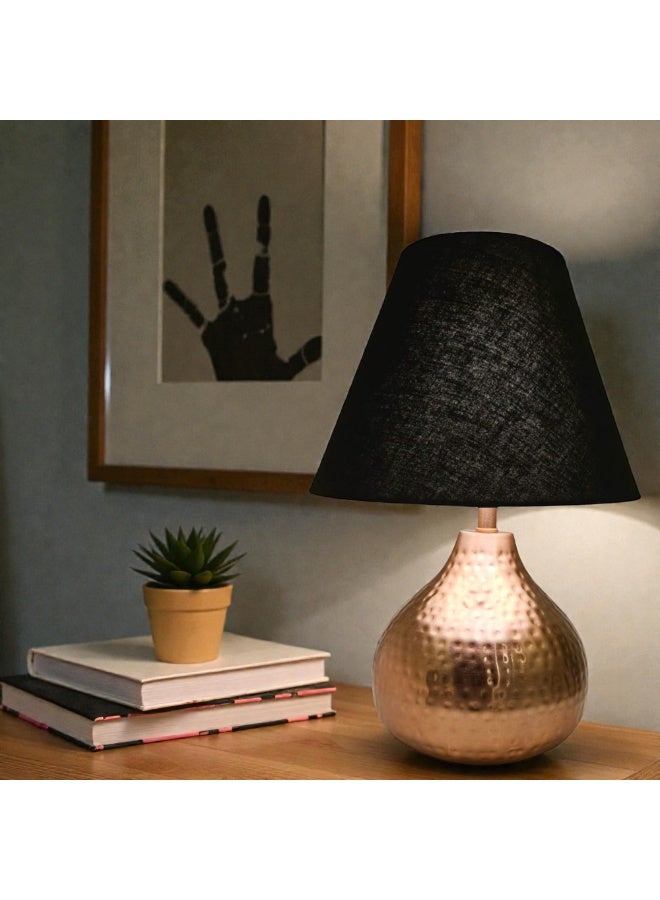 Modern Metal Table Lamp with Fabric Shade – Rose Gold Black Shade, Decorative Bedside & Living Room Lamp, Home Décor Accent (Bulb Not Included) - Image 2