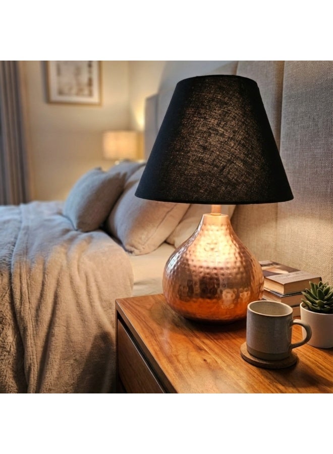 Modern Metal Table Lamp with Fabric Shade – Rose Gold Black Shade, Decorative Bedside & Living Room Lamp, Home Décor Accent (Bulb Not Included) - Image 4