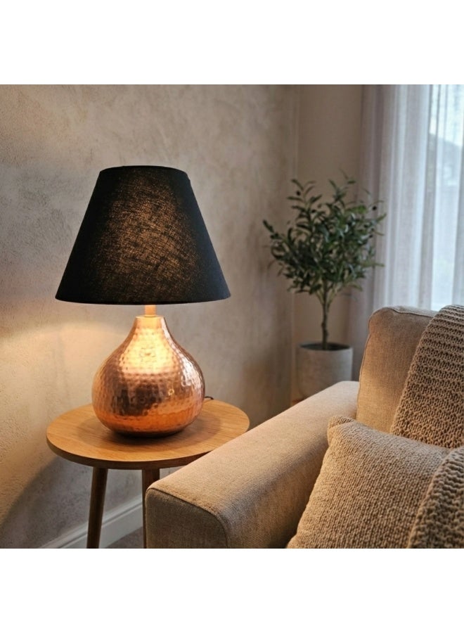 Modern Metal Table Lamp with Fabric Shade – Rose Gold Black Shade, Decorative Bedside & Living Room Lamp, Home Décor Accent (Bulb Not Included) - Image 5