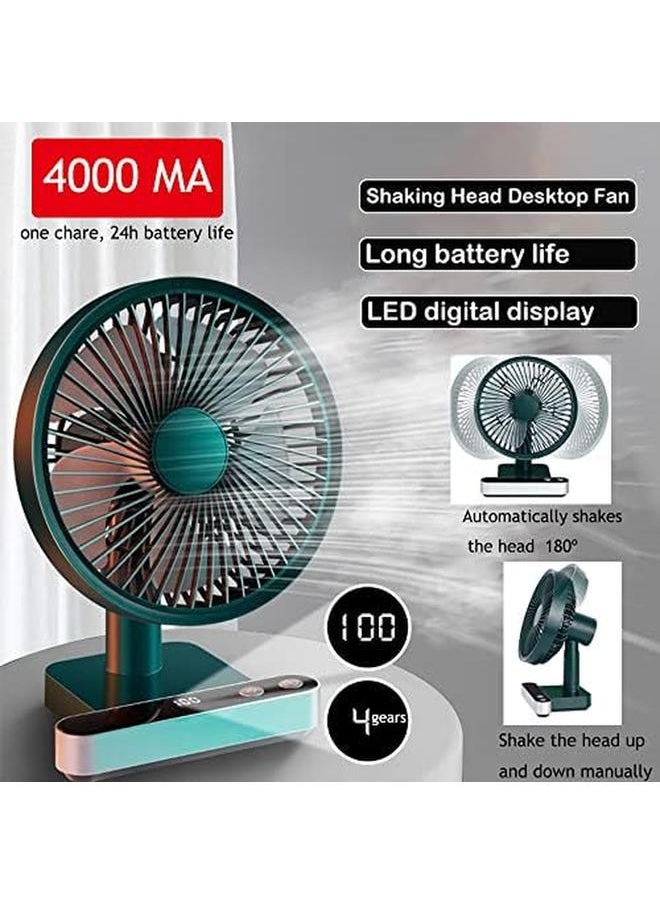 DMG TECH Portable Desk Fan Usb Rechargeable Battery Operated Fan With Four Speeds 24H Battery Life Led Display Lower Noise 4000Mah Battery For Home Office Dormitory Desktop Table Fans  - Image 2