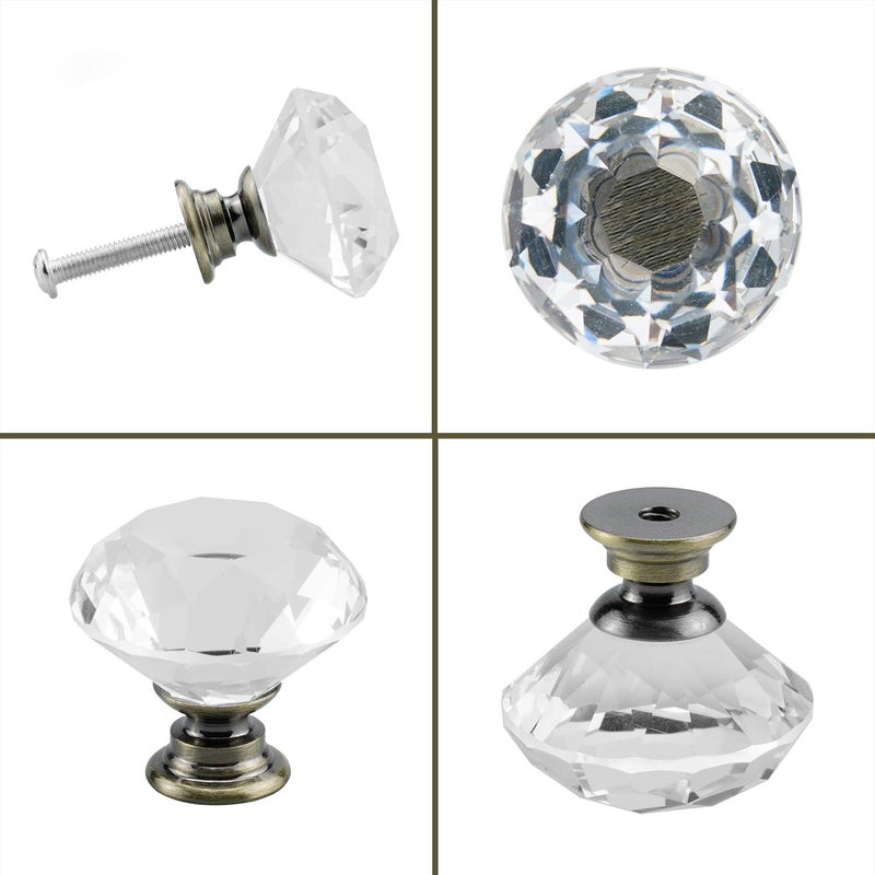Yourgift 12 Pack Drawer Knobs Diamond Shaped Crystal Glass 40Mm Cabinet Knobs Pull Handles (40 Mm, 12 Pack, Bronze) - Image 4