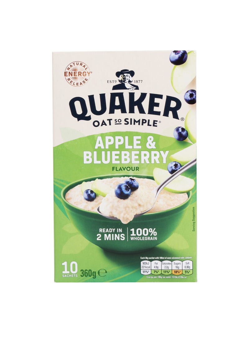 Quaker Oat So Simple Apple & Blueberry Porridge (10 Sachets) 360g - Image 1