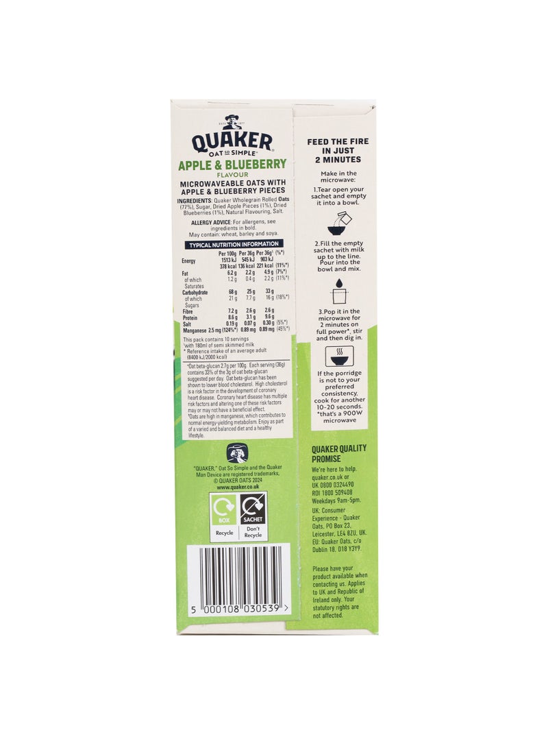 Quaker Oat So Simple Apple & Blueberry Porridge (10 Sachets) 360g - Image 2