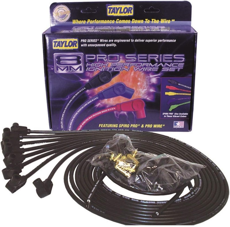 Taylor Cable 70051 8mm Pro Wire Black Spark Plug Wire Set - Image 1