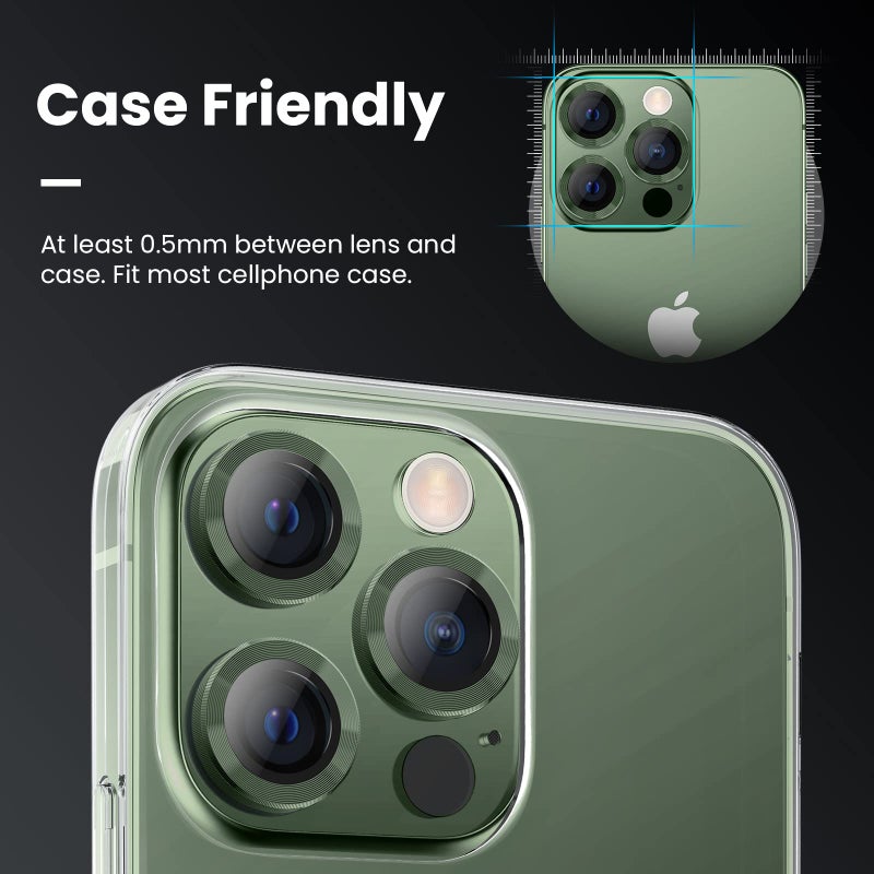 Tensea for iPhone 13 Pro iPhone 13 Pro Max Camera Lens Protector, 9H Tempered Glass Camera Cover Screen Protector Metal Individual Ring for iPhone 13Pro 6.1 inch iPhone 13 ProMax 6.7 inch 2021 - Image 4