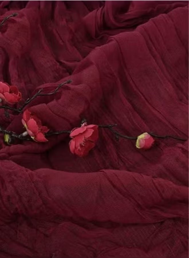 مفرش طاولة شفاف من القماش الكتاني لحفلات الزفاف وحفلات استقبال العروس، قطعة مركزية للطاولة، مقاس 90*400 سم، أحمر - Image 3