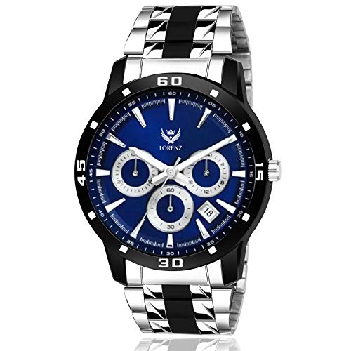 LORENZ Men's Two Tone Chain & Blue dial Analog Stainless Steel Watch -MK-3067K - Image 1