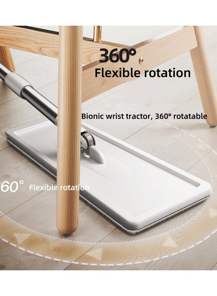 Mop and bucket with wrench set, hands-free flat floor mop and bucket with 2 washable microfiber pads, wet and dry use, 360° rotating floor cleaning system - Image 3
