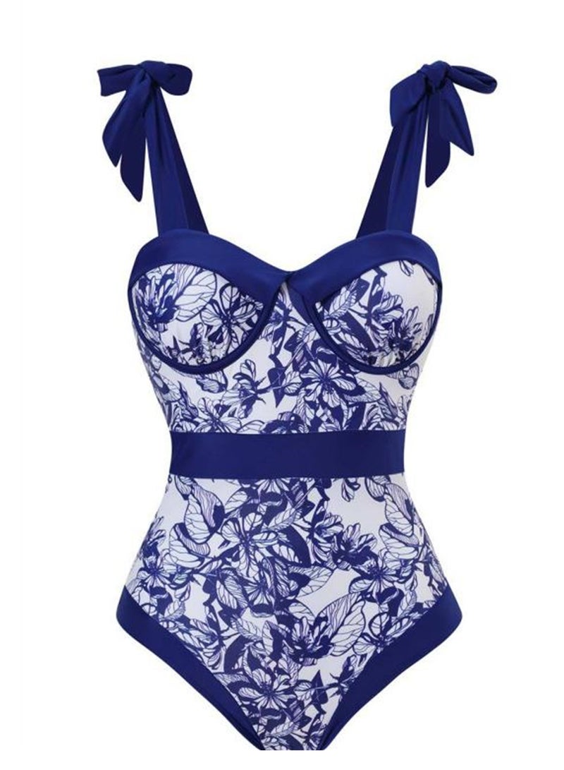 2pcs one piece swimsuit lace up swimsuit skirt swimsuit set - Image 3