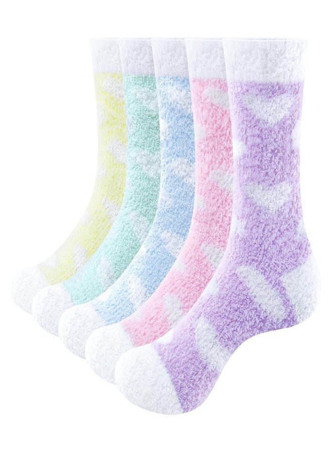 يودج جوارب نسائية من YUEDGE، جوارب ناعمة ودافئة ومريحة، مثالية للنوم في المنزل خلال فصل الشتاء أو في عيد الميلاد، 5 أزواج/عبوة، مقاس 6-9، متعددة الألوان - Image 1