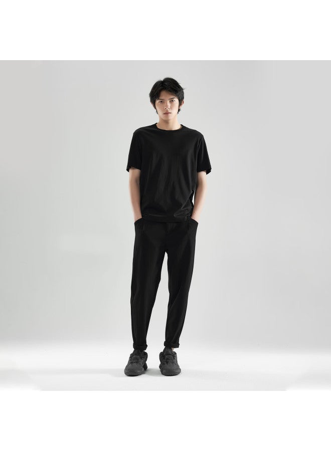 Markless Pure Cotton Men's T-shirt, Summer Cool Short Sleeve Txb0635m, Starry Black, XL - Image 3