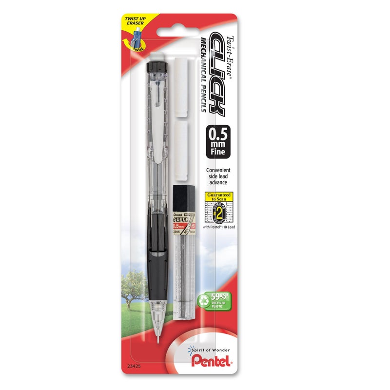 Pentel Twist Erase CLICK Automatic Pencil with 2 Eraser Refills and Lead, 0.5mm, Assorted Barrels, Color May Vary, 1 Pack (PD275TLEBP) - Image 5