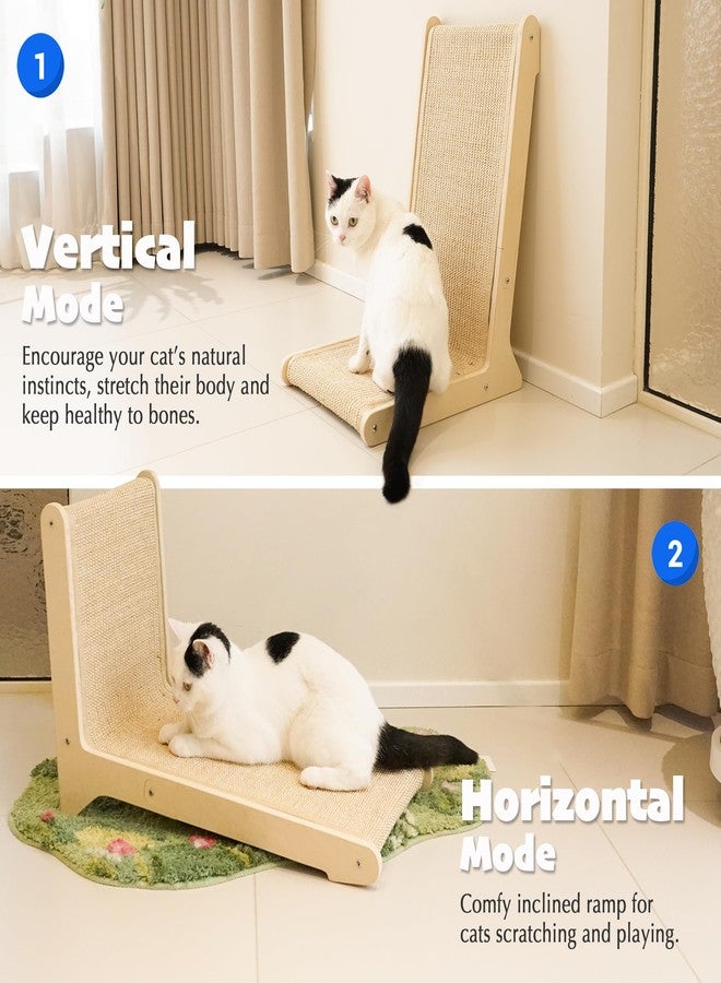 PETKARAY 105° Sisal Cat Scratcher, Sisal Scratch Pad for Indoor Cats, L Shape Kitten Scratching Board, Sturdy Floor Mounted Scratcher with Catnip - Image 3