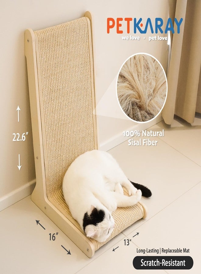 PETKARAY 105° Sisal Cat Scratcher, Sisal Scratch Pad for Indoor Cats, L Shape Kitten Scratching Board, Sturdy Floor Mounted Scratcher with Catnip - Image 2