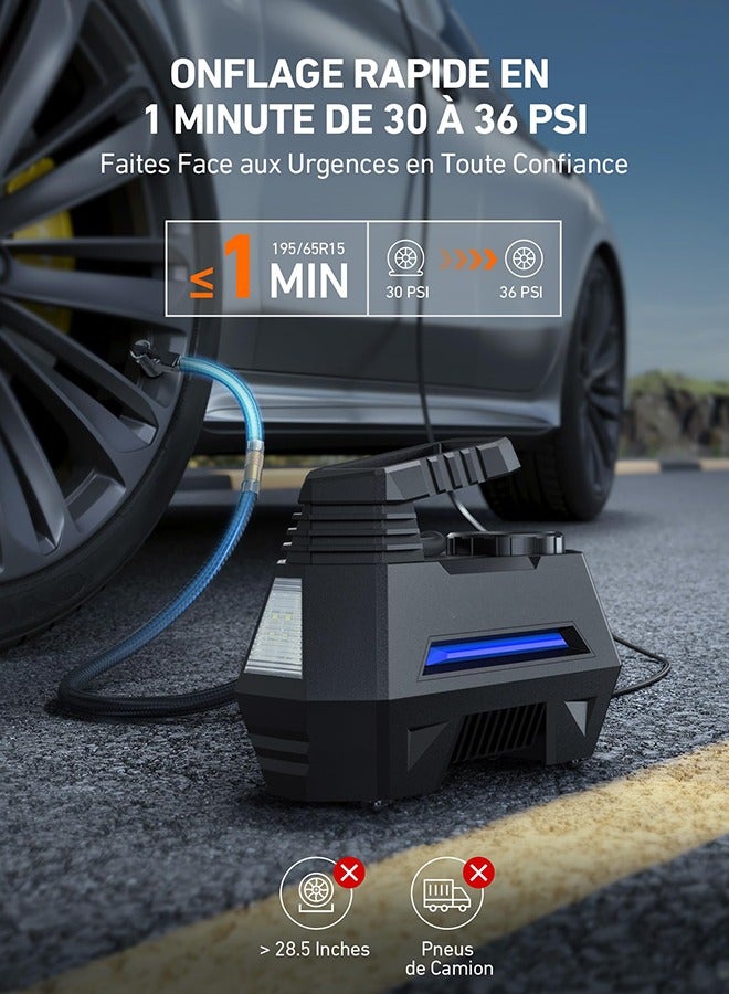 Arabest 12V DC Portable Air Compressor, Car Tyre Inflator, Fast Inflating Pump, Compressor and Electric Inflator, with LED Light, 3M Cable, For Cars and Other Inflatable Objects - Image 3