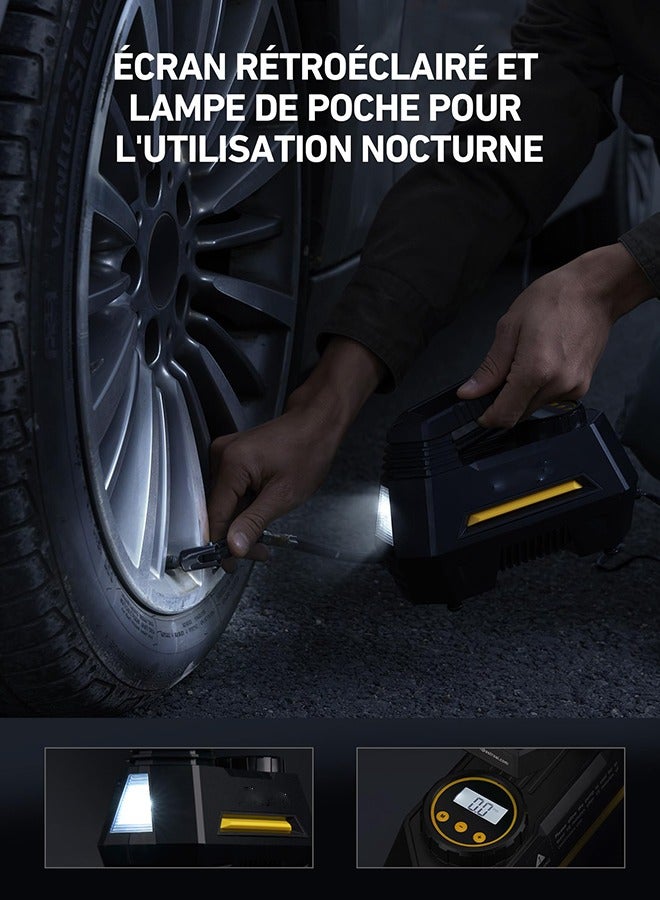 Arabest 12V DC Portable Air Compressor, Car Tyre Inflator, Fast Inflating Pump, Compressor and Electric Inflator, with LED Light, 3M Cable, For Cars and Other Inflatable Objects - Image 5