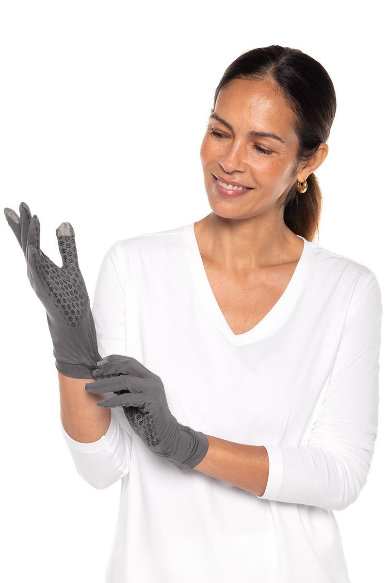 Coolibar UPF 50+ Men's Women's Gannett UV Gloves - Sun Protective (Medium- Charcoal) - Image 4