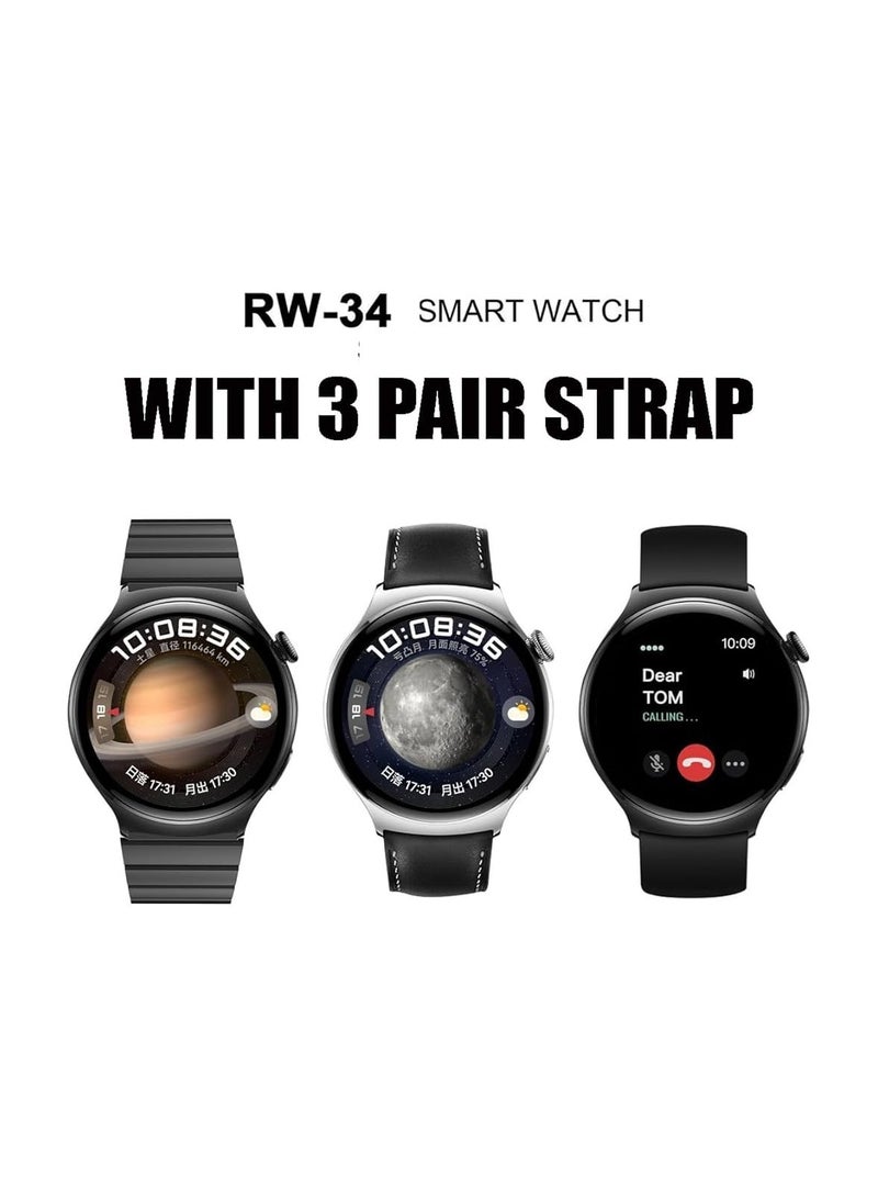 Haino Teko RW-34 AMOLED Full Display Smart Watch with 3 Pair Strap For Men's and Boys - Image 2