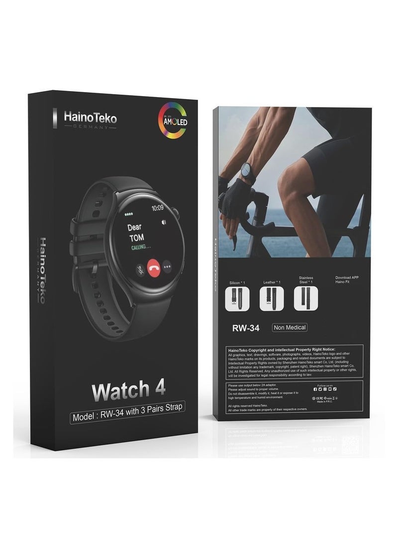 Haino Teko RW-34 AMOLED Full Display Smart Watch with 3 Pair Strap For Men's and Boys - Image 3